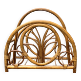Vintage bamboo and wicker magazine rack