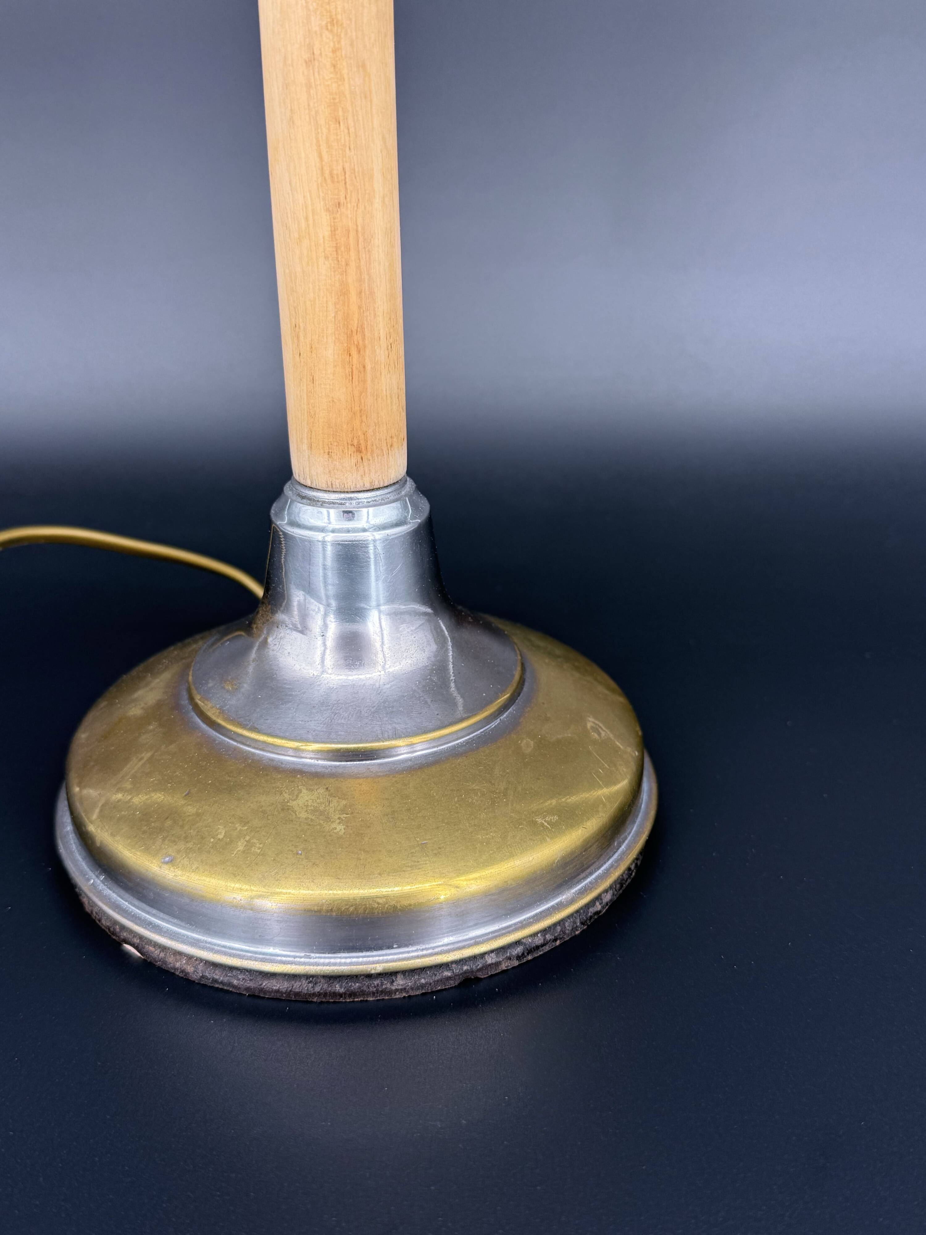 Art Deco desk lamp Pirouett chrome, brass and wood, 1930