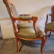 Pair of Louis XV style armchairs in cherry wood, upholstered in green velvet.