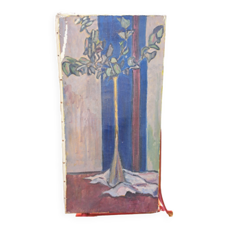 Old art nouveau canvas "the vase"