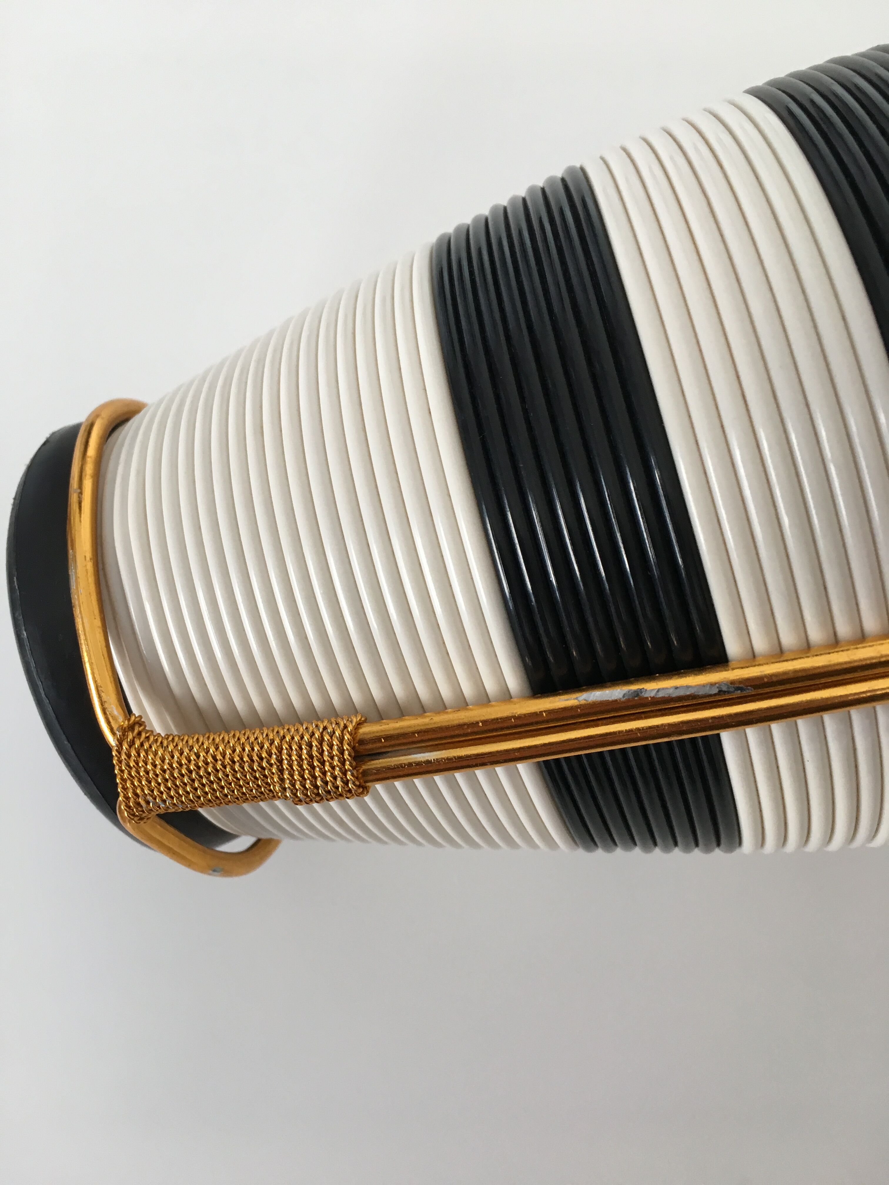 White and black scoubidou bottle