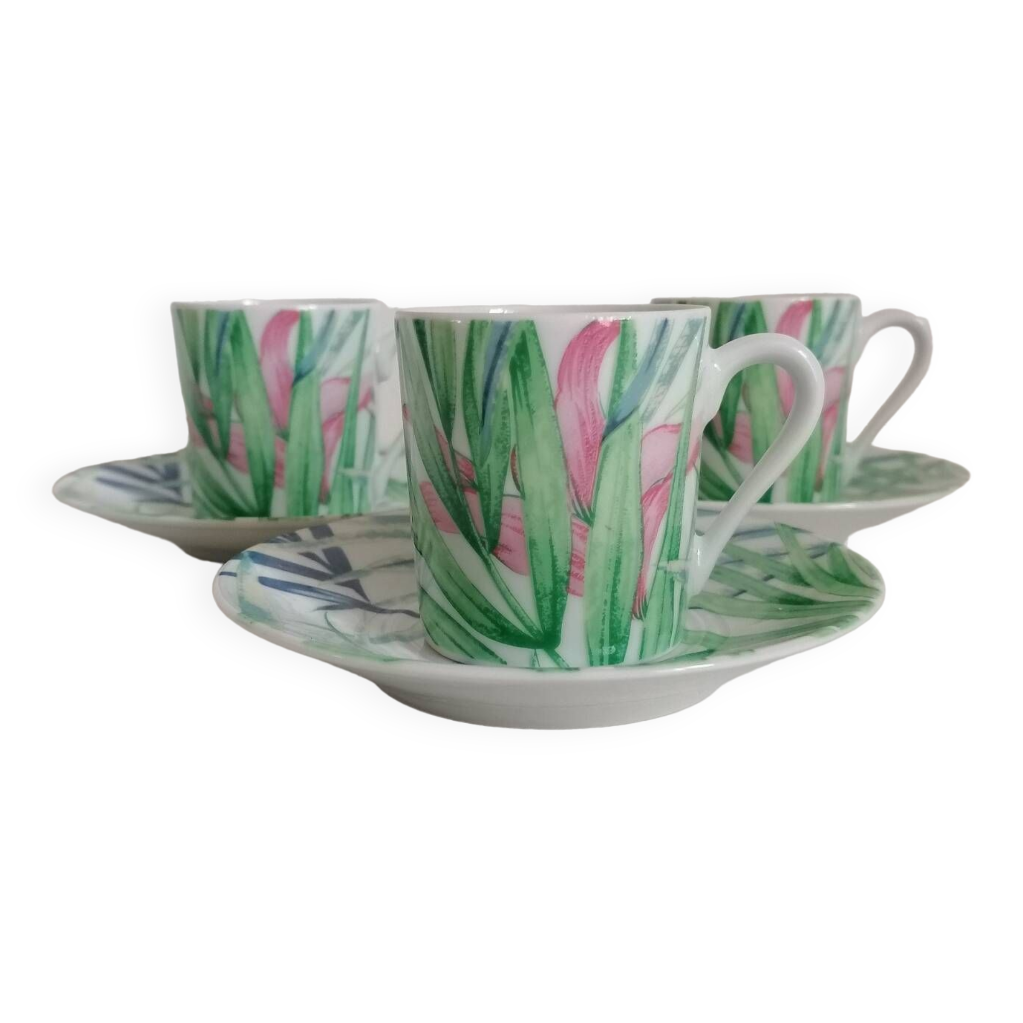 Set of 3 Limoges porcelain coffee cups Patrick Rey and Philippe Deshoulières