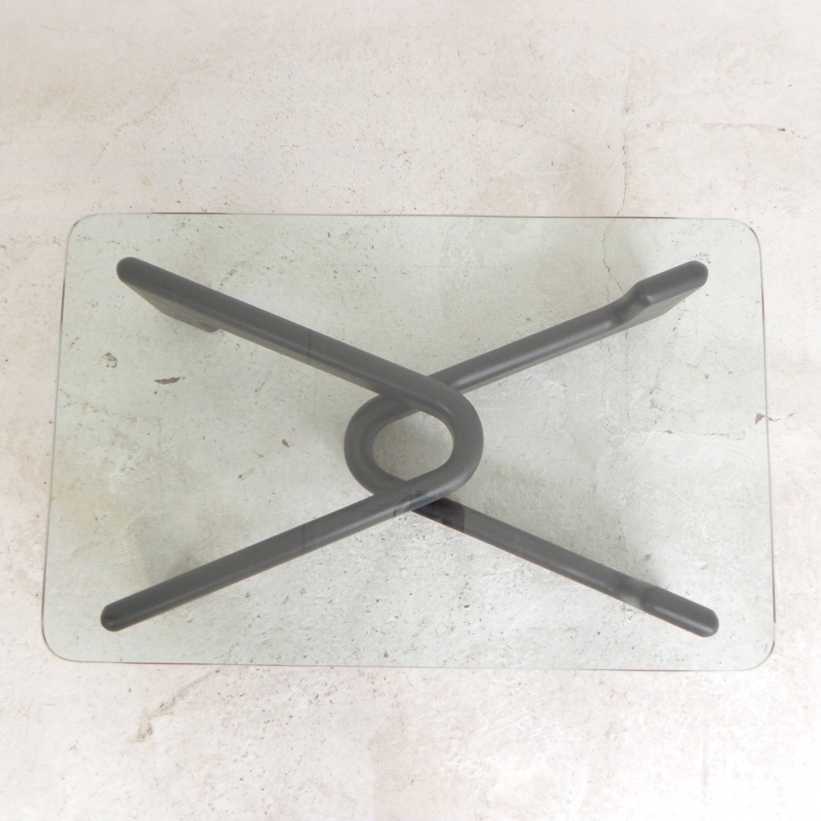 Vintage coffee table with organic black wooden base, 1970s