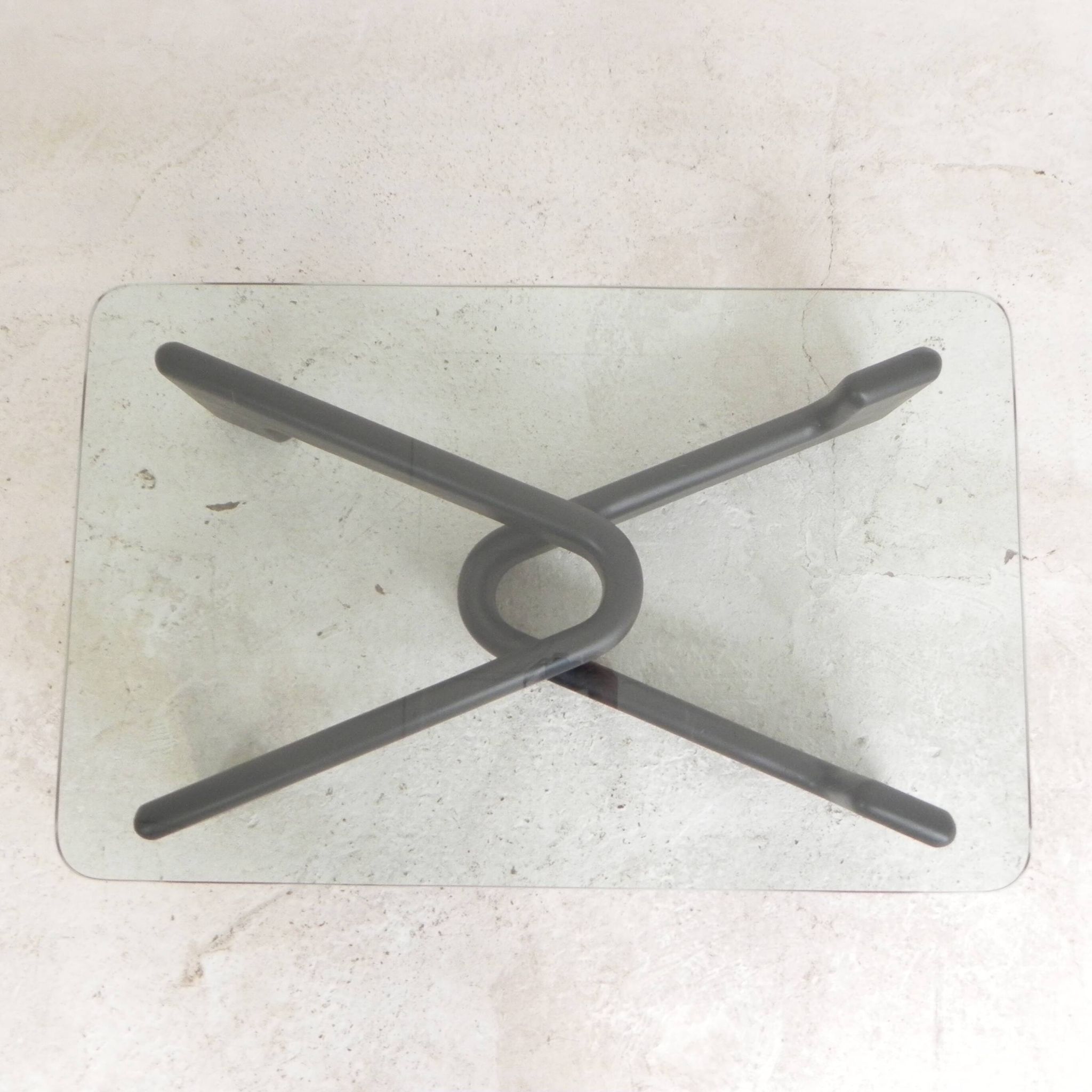 Vintage coffee table with organic black wooden base, 1970s
