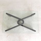 Vintage coffee table with organic black wooden base, 1970s