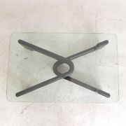 Vintage coffee table with organic black wooden base, 1970s