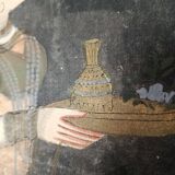 INDIA PICHWAI painting on silk KRISHNA RADHA GOPIS, Kanera Rajasthan mid 20th century