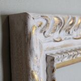 Exclusive carved wooden frame. stripped vintage frame.