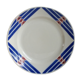 Badonviller round serving dish geometric design blue and red, Stella model