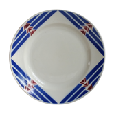 Badonviller round serving dish geometric design blue and red, Stella model