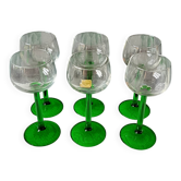 6 elegant emerald green stem glasses by Luminarc, Rhine wine, white wine.