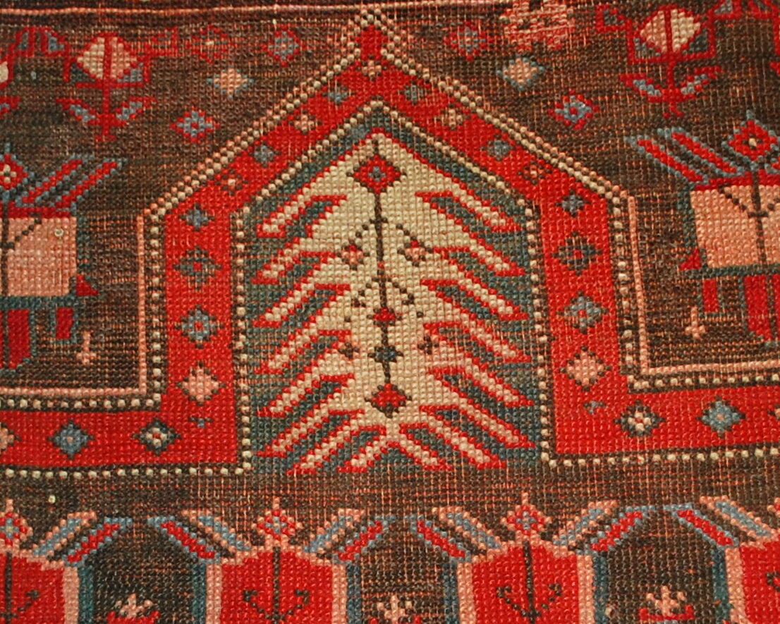 Ancient Caucasian carpet Karabakh handmade 90cm x 153cm 1890s