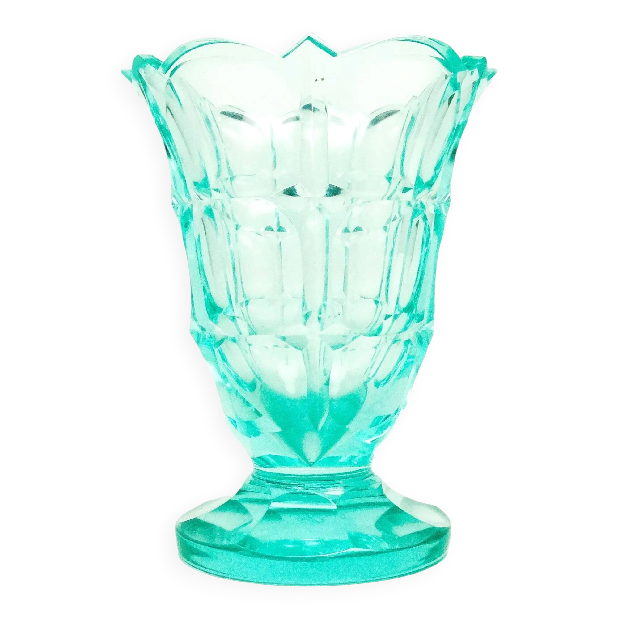 Art Deco vase, uranium crystal, Moser, Czechoslovakia, 1930s