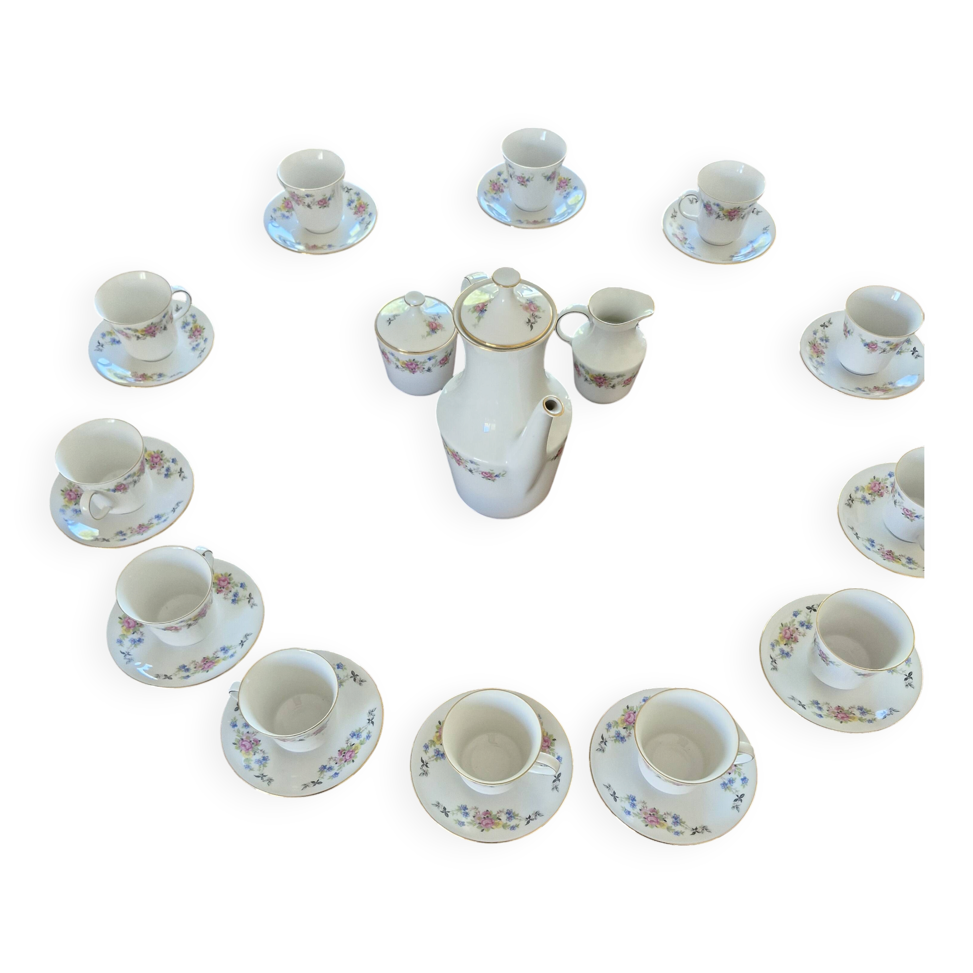 Vintage coffee service bavaria germany – porcelain with floral decoration