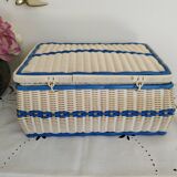 Sewing box, work box, scoubidou, blue