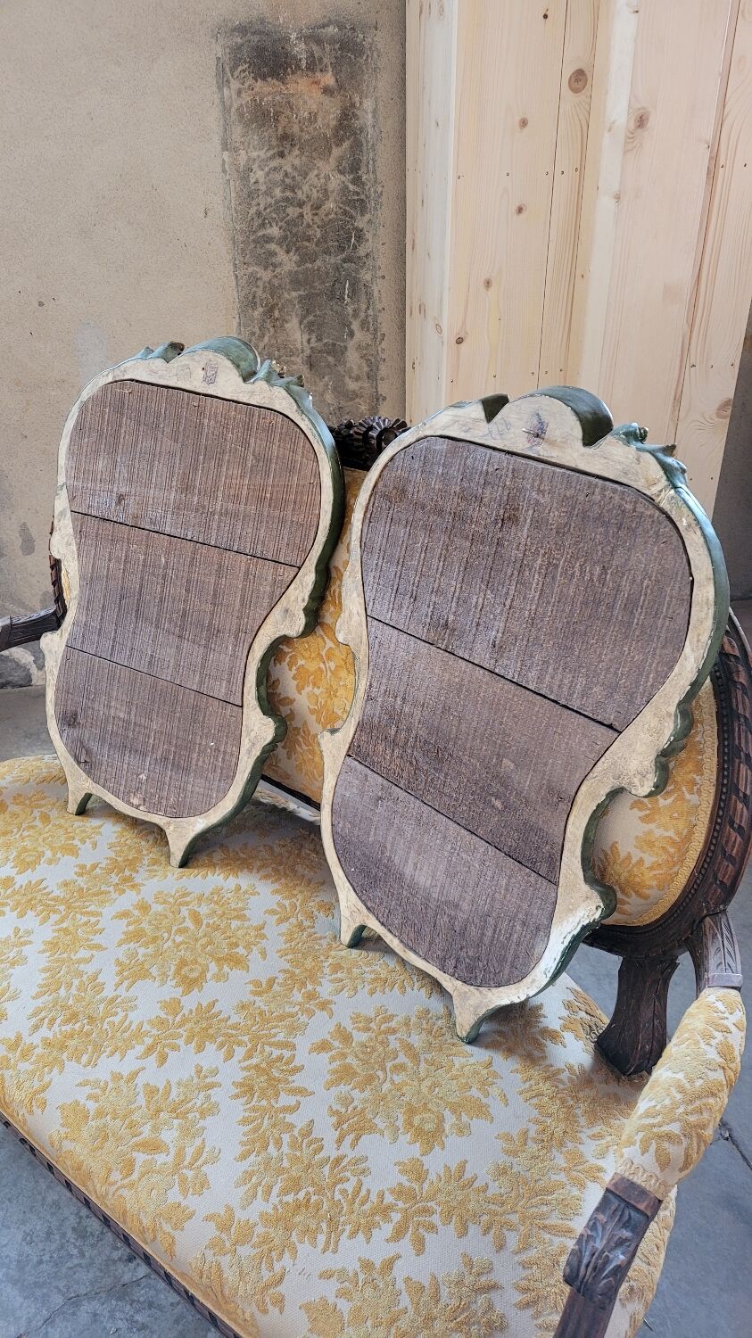 Pair of mirrors style louis xv rocaille in gilded wood carved 1900