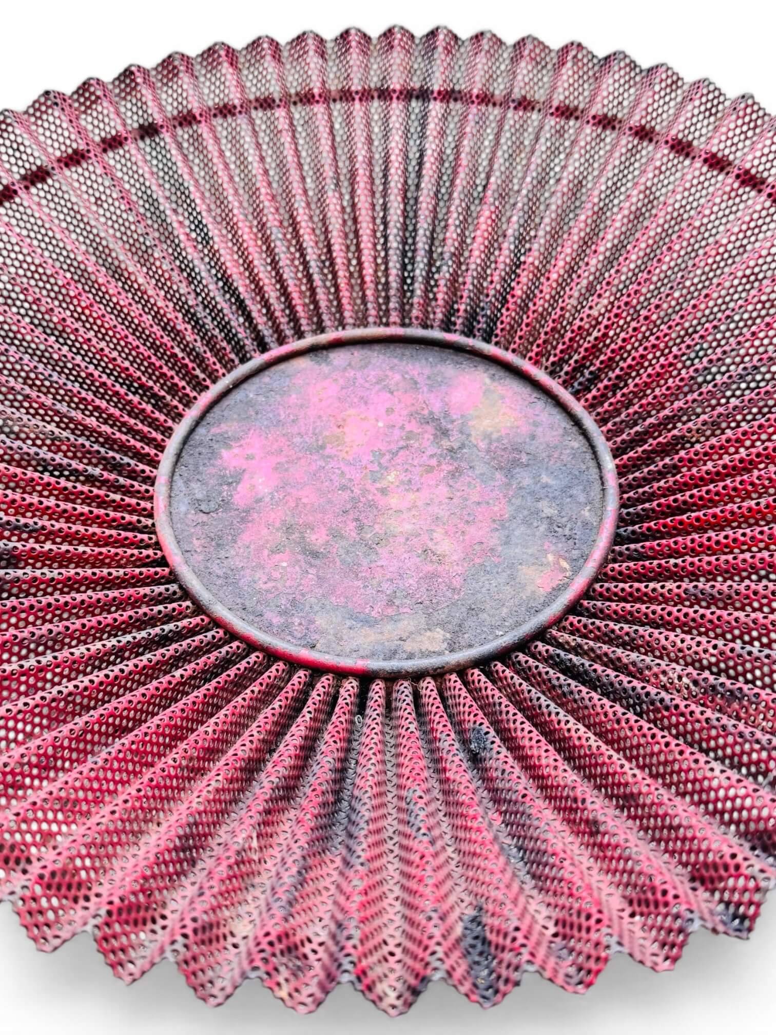 Mathieu Matégot, fruit bowl from 1953 in perforated metal with a red lacquer finish.