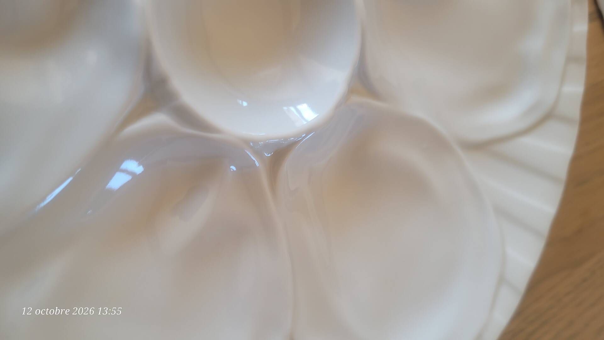 5 white porcelain oyster plates by Pillivuyt