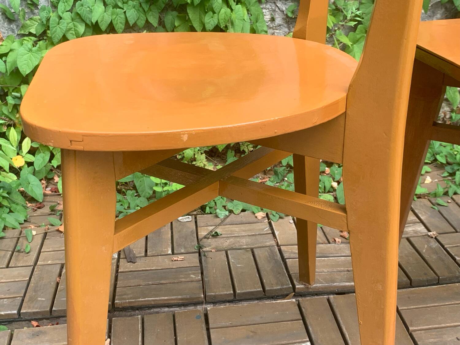 Pair of caramel bistro chairs 1950