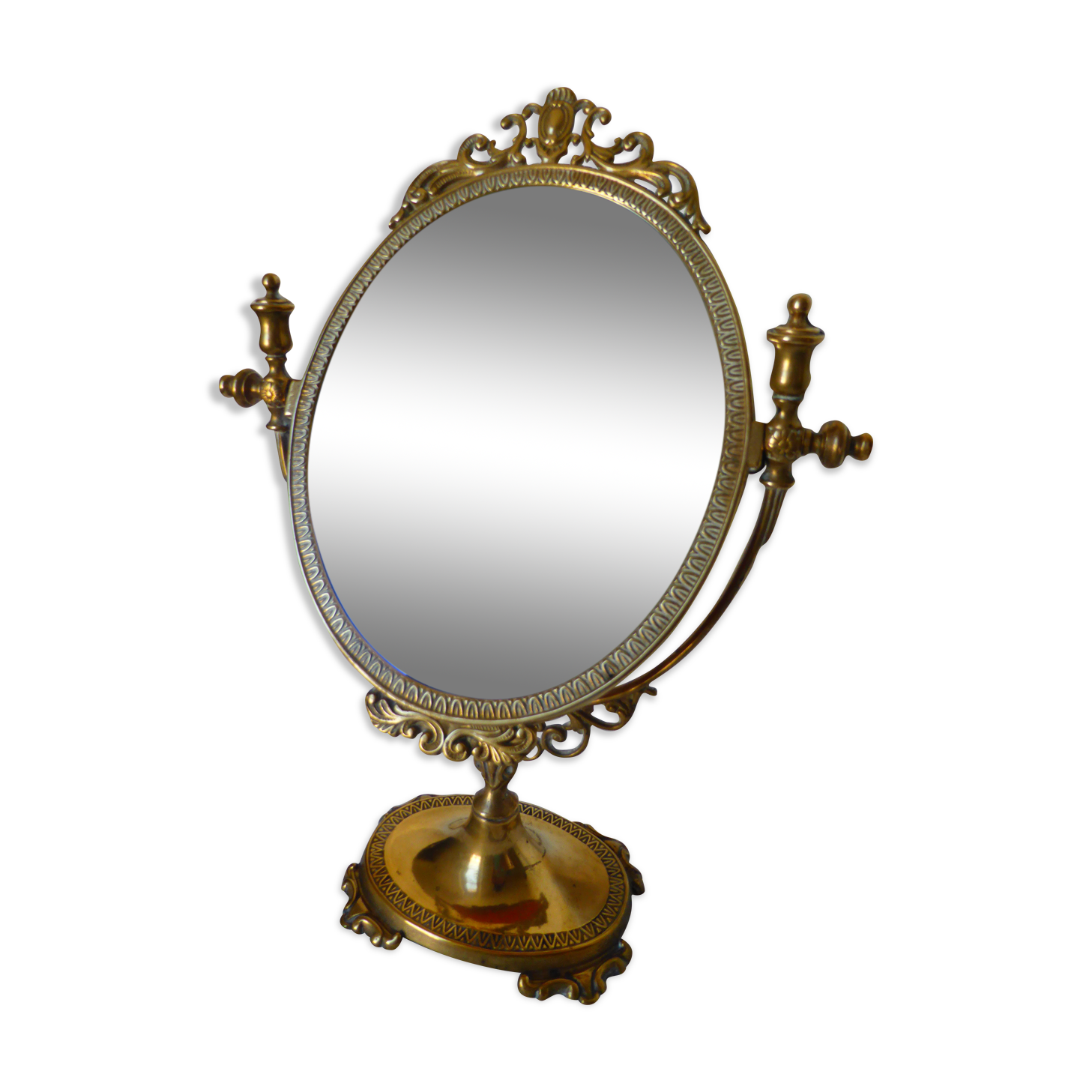 Brass table psyche mirror  17x21xcm