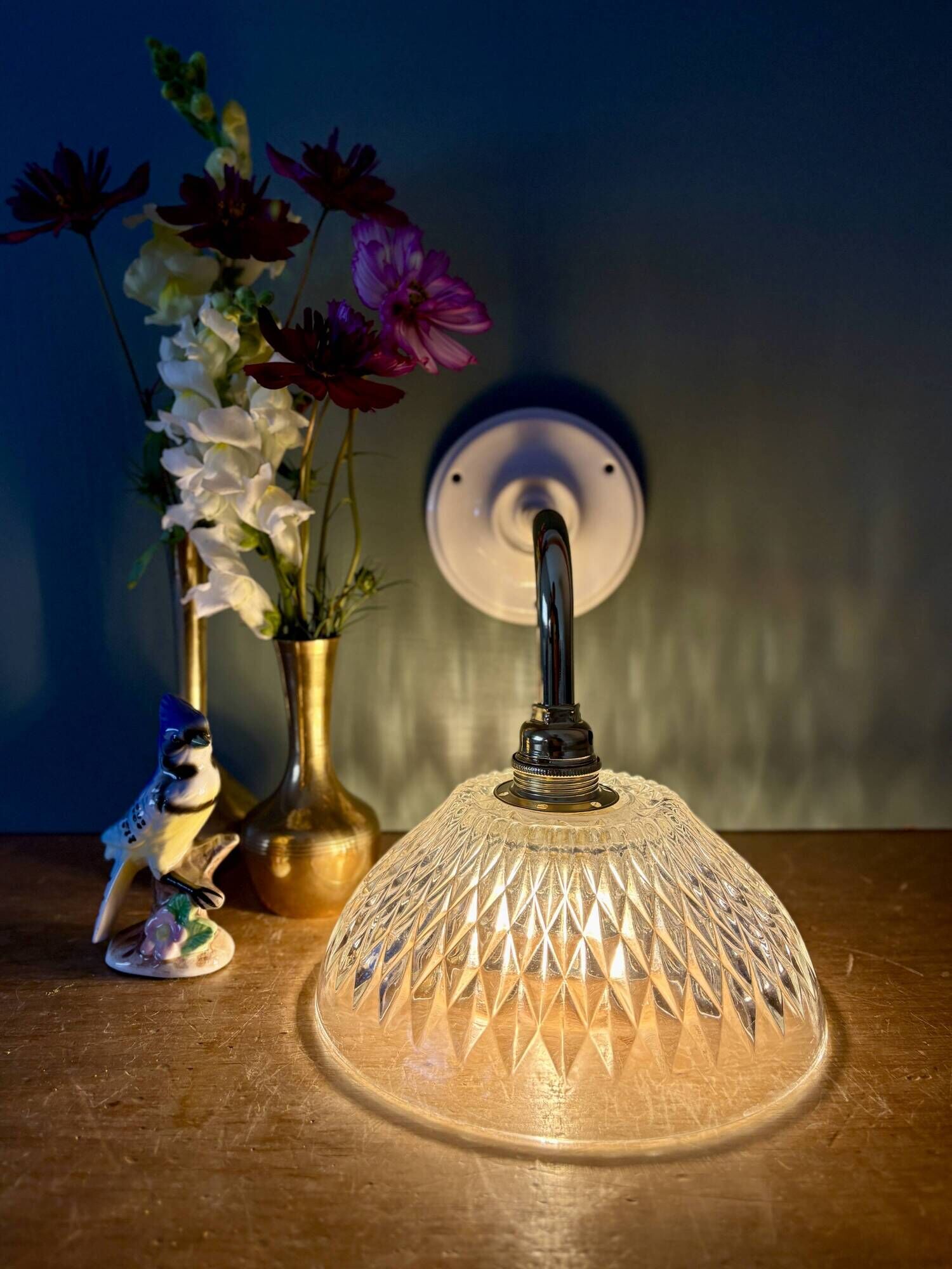 Vintage glass elbow wall light - tableware collection - (ACCV1)