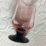 9 french liqueur glasses pink black foot vintage france