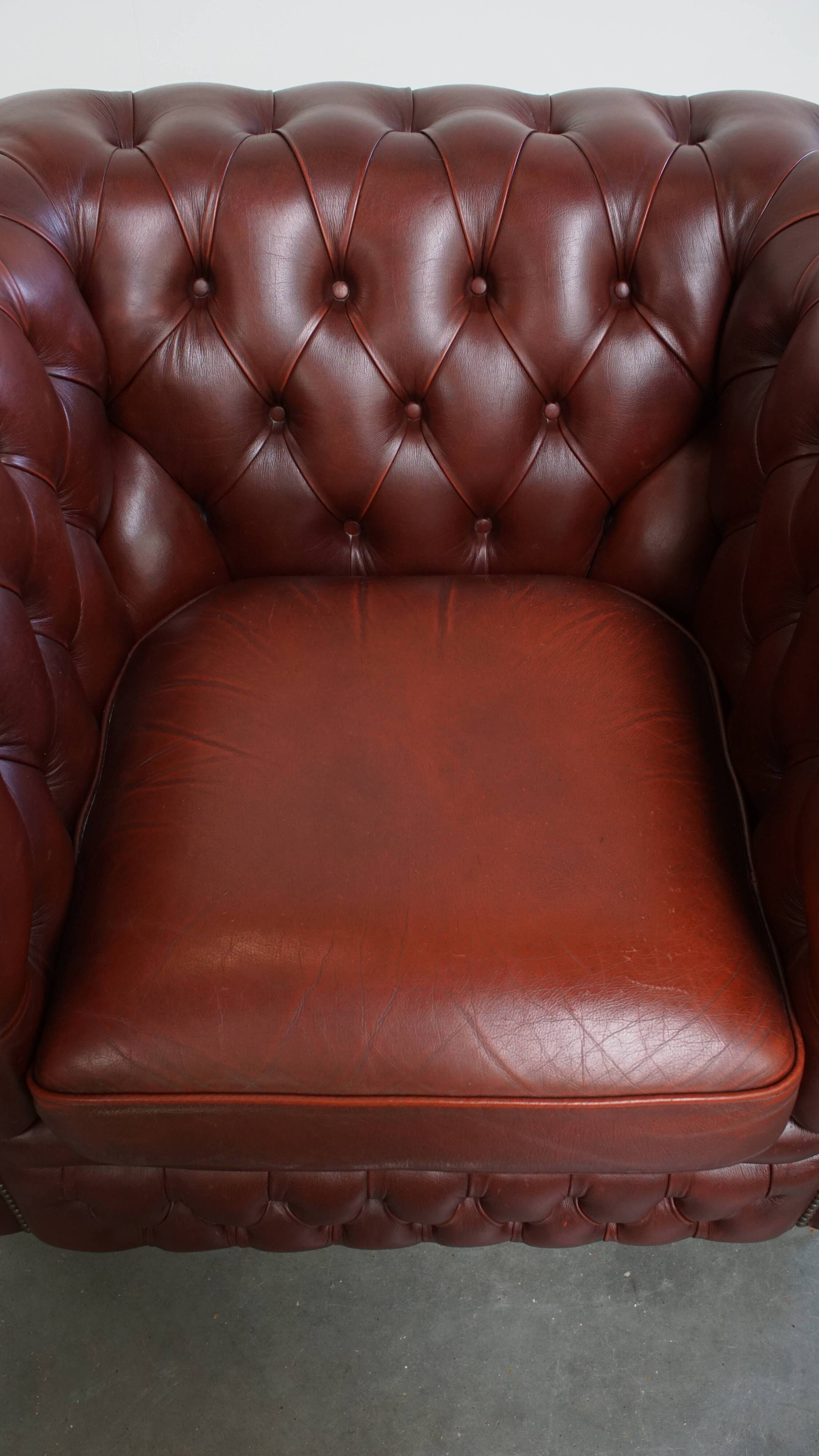 English Cowhide Leather Chesterfield Armchair