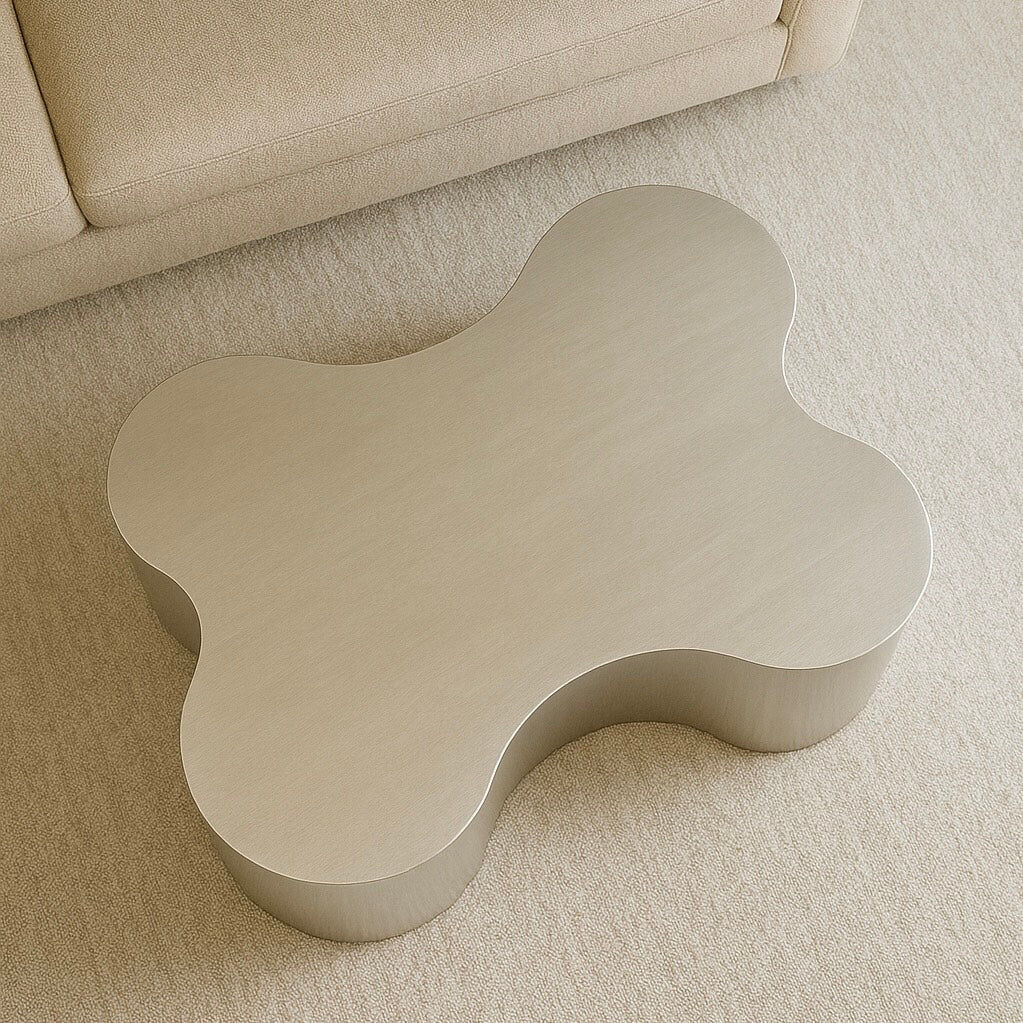 Table basse Silhouette Bone – acier inoxydable brossé