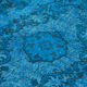 Hand-knotted contemporary oriental 1980s 171 cm x 303 cm blue carpet