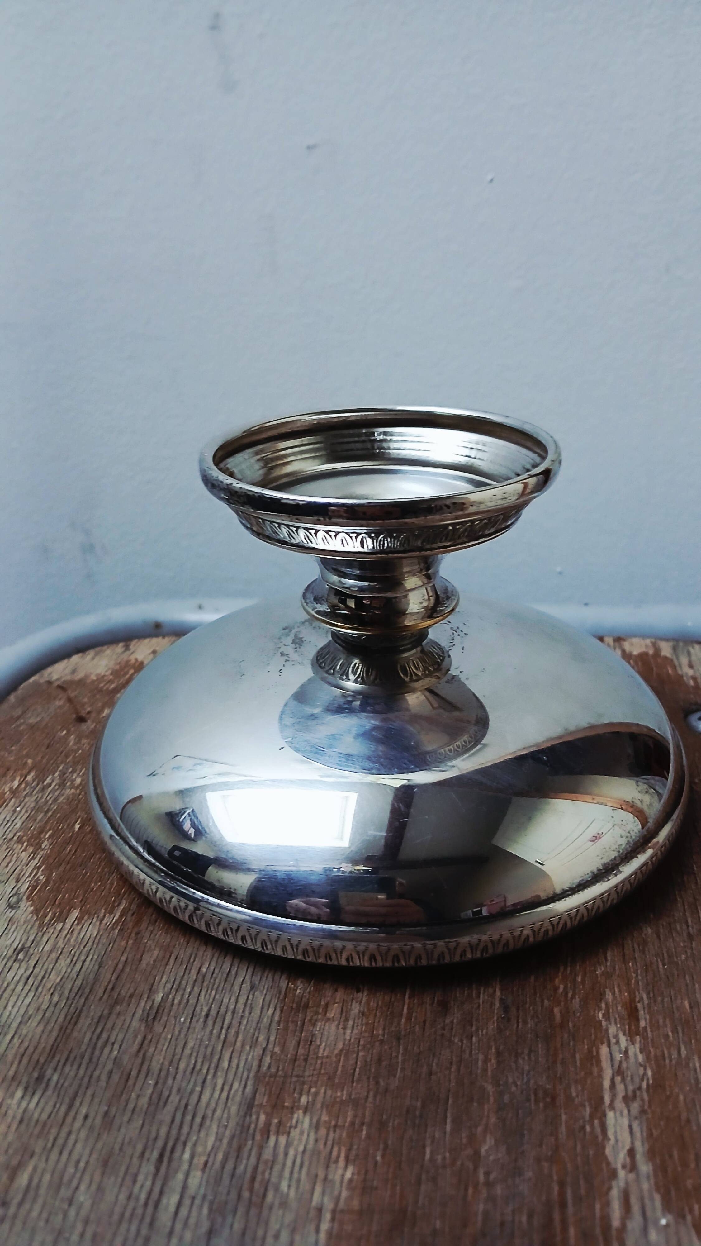 Glass flower arrangement from REIMS on a silver-plated metal stand.