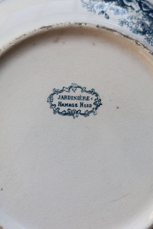 Bassine ou grand saladier ancien Hamage Nord – Modèle Jardinière bleu