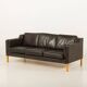 Vintage black leather sofa by Mogens Hansen, Deanmark 1970s