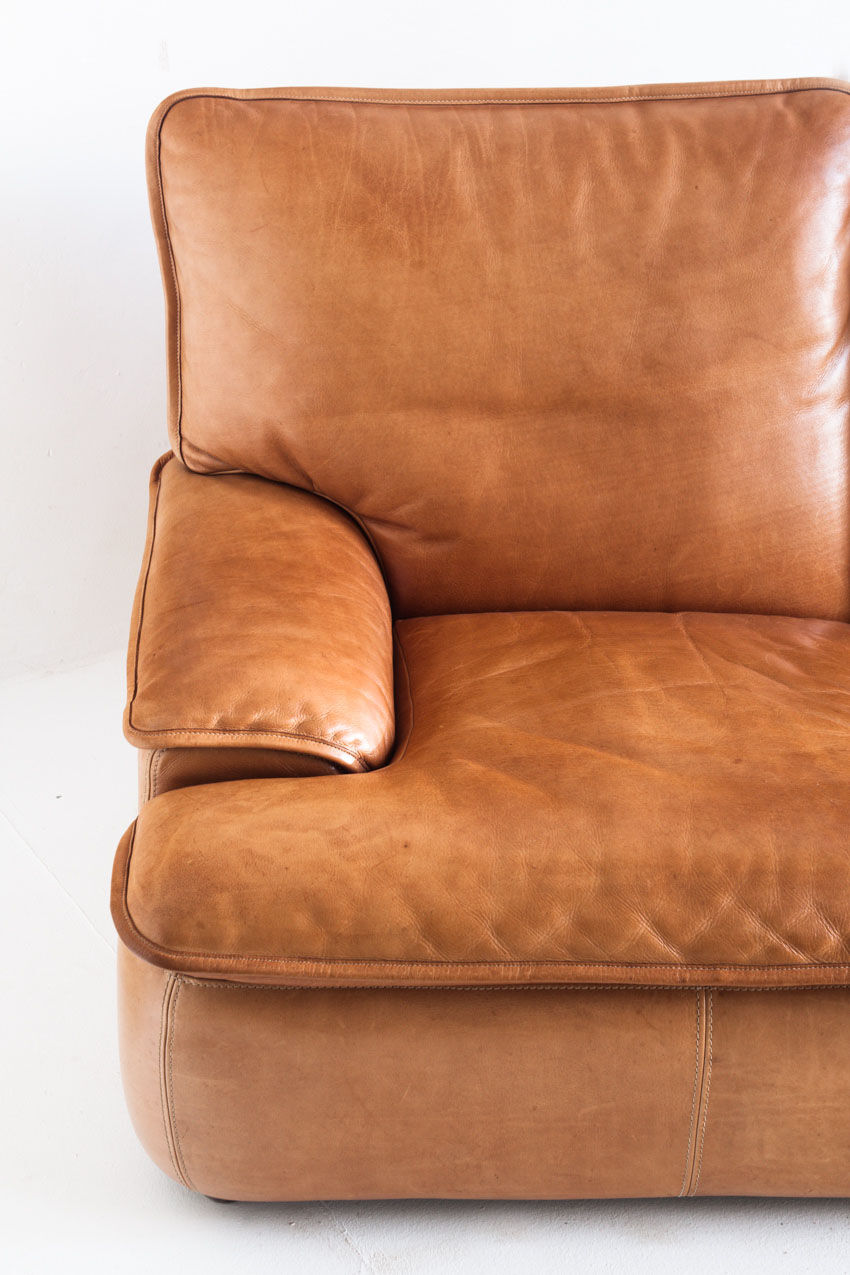 Vintage leather sofa. Belgium, 1970s