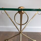 Round coffee table of neoclassical style in brass