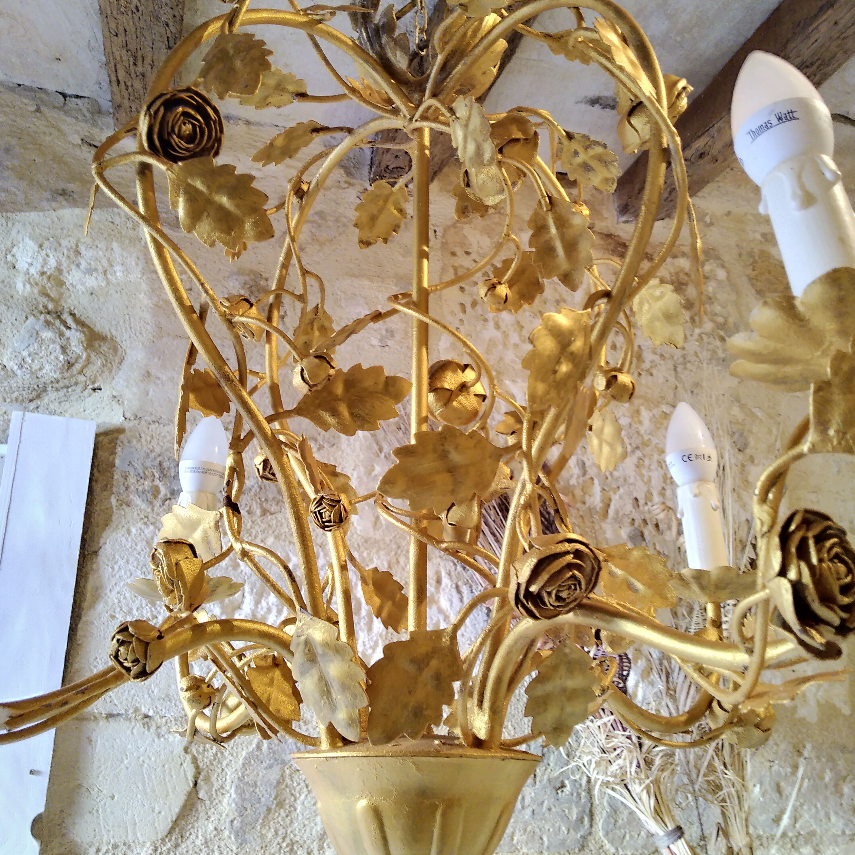 Golden iron chandelier 1960