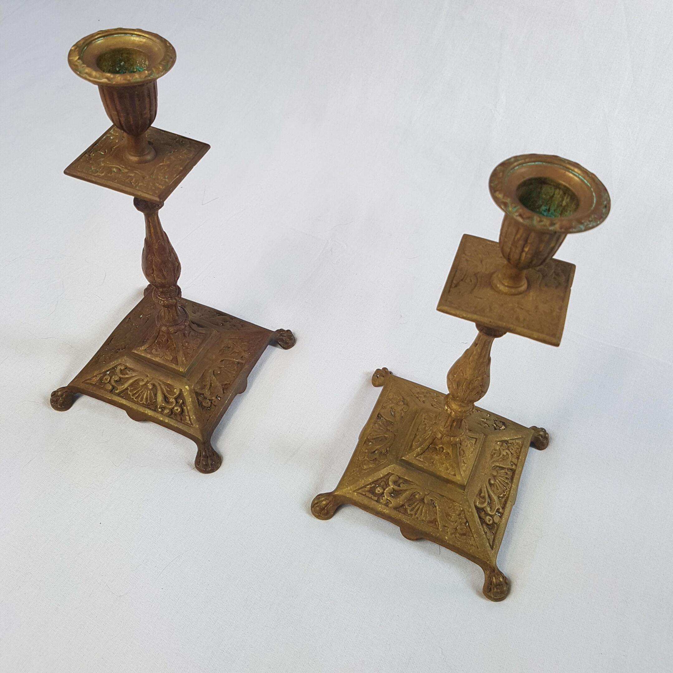 Pair of old candlesticks in bronze