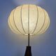Lampadaire vintage tripode teck et abat-jour cocoon