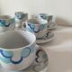 6 vintage cups and 6 saucers with blue cloud decoration by Chriss G.