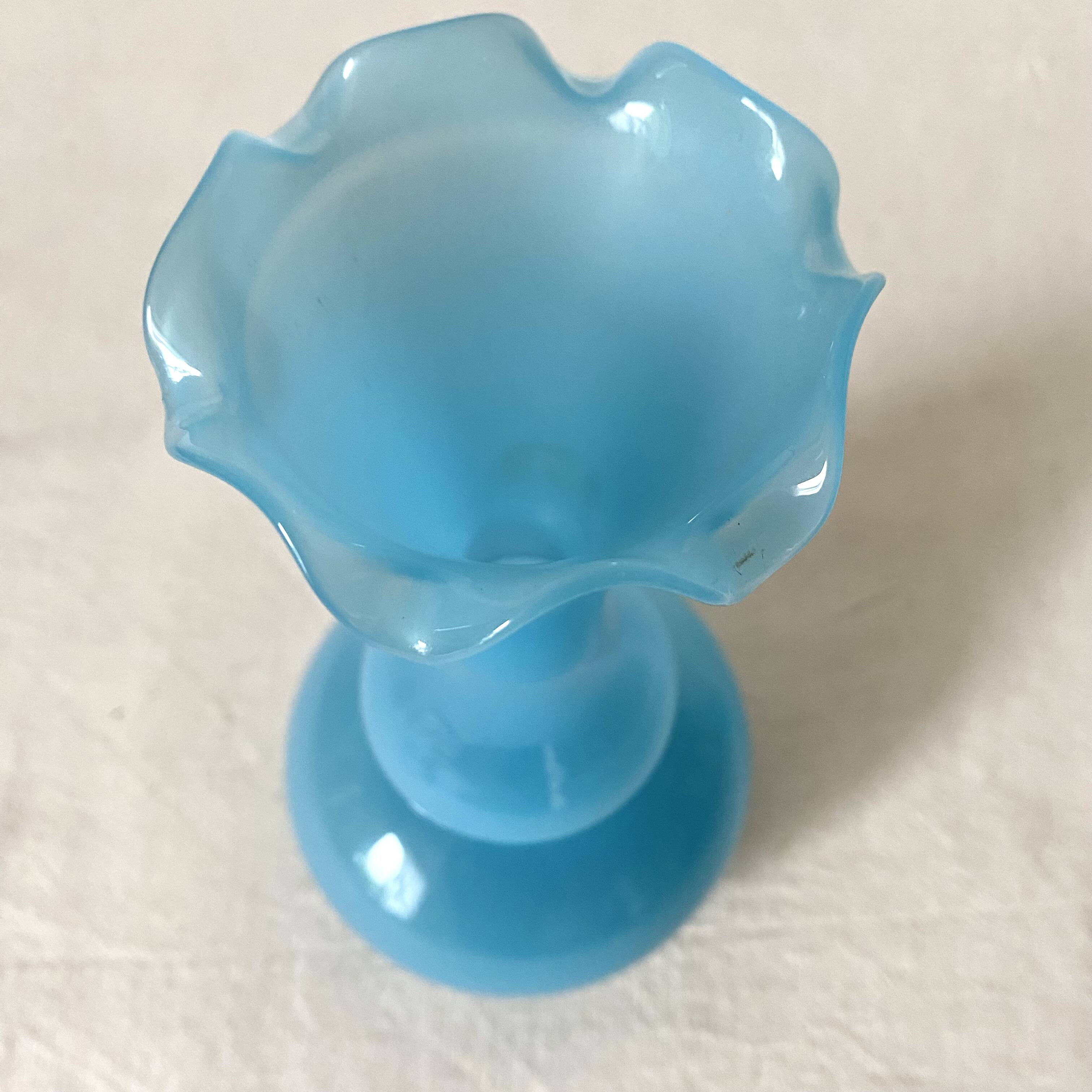 Blue opaline soliflore vases
