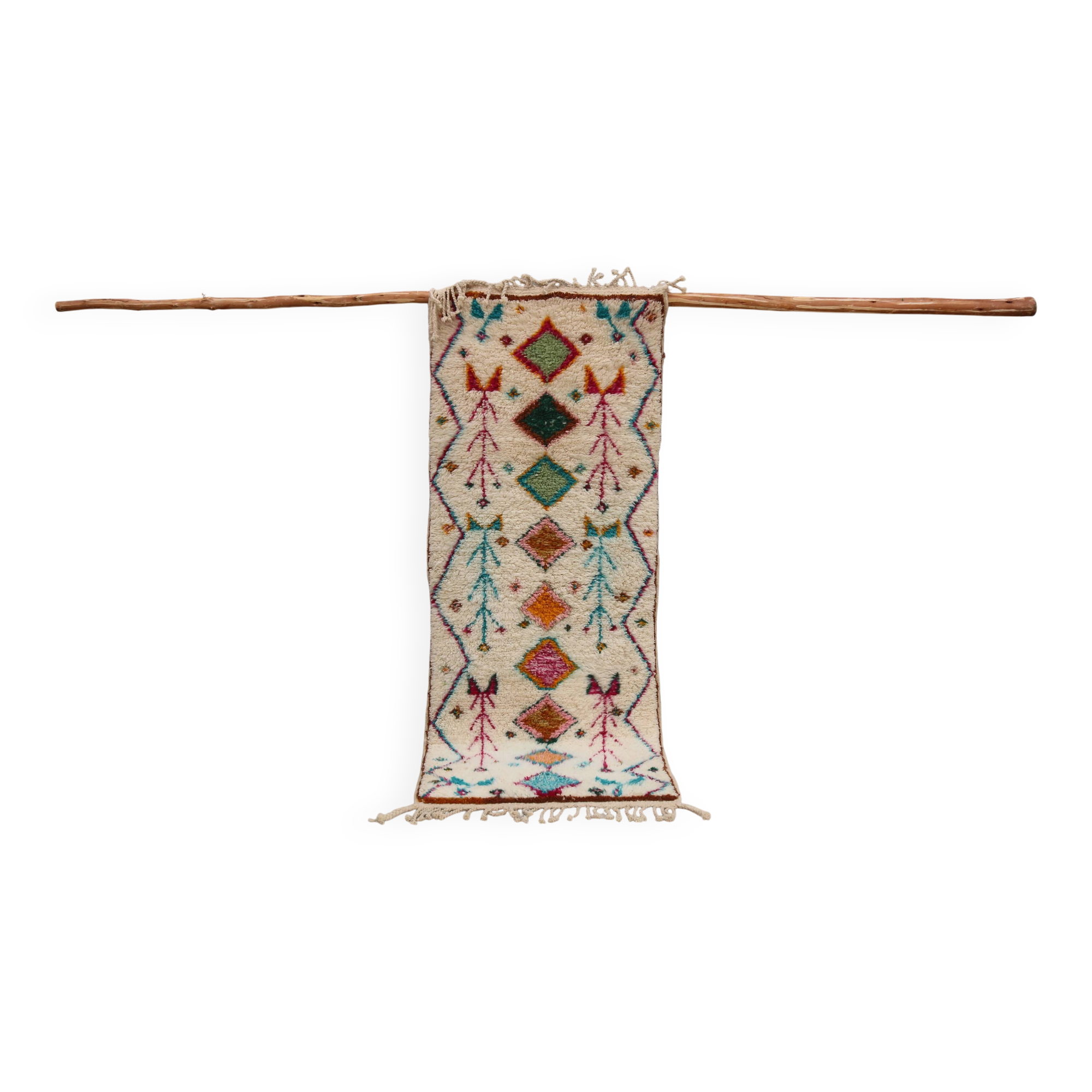 Handwoven coloured wool rug, 190 x 90 cm - R320