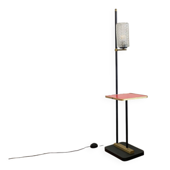 Mid-century antique floor lamp with shelf.