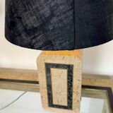 Table lamps in travertine and brass, Regency style, Maitland Smith, 1980.