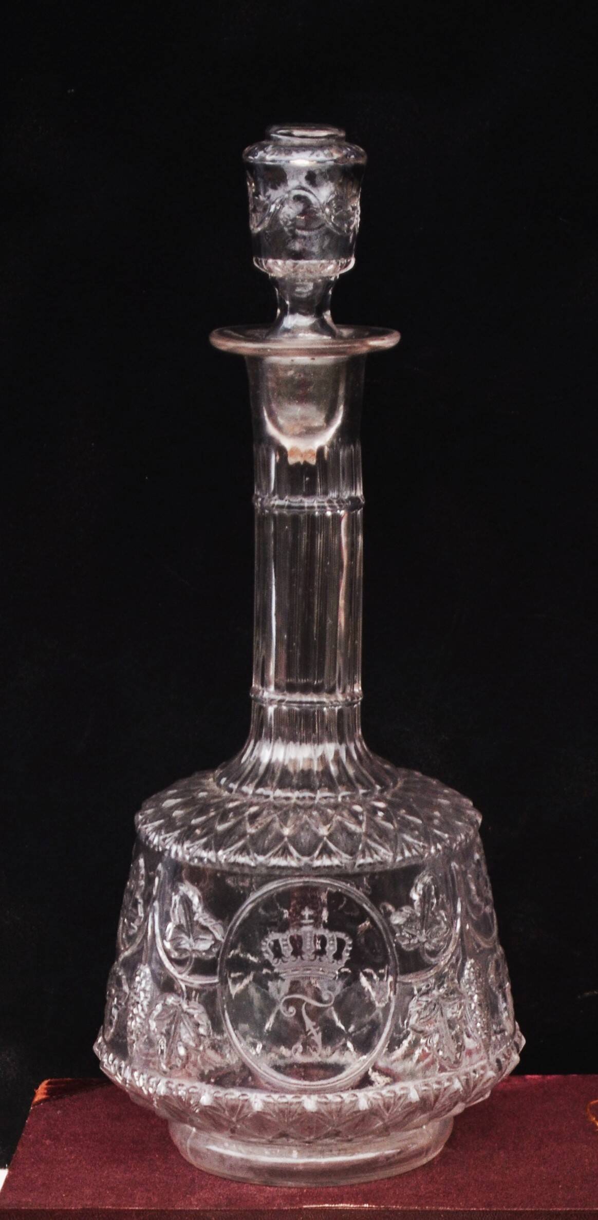 19th Century French Hand Blown Decanter with F letter engraved
