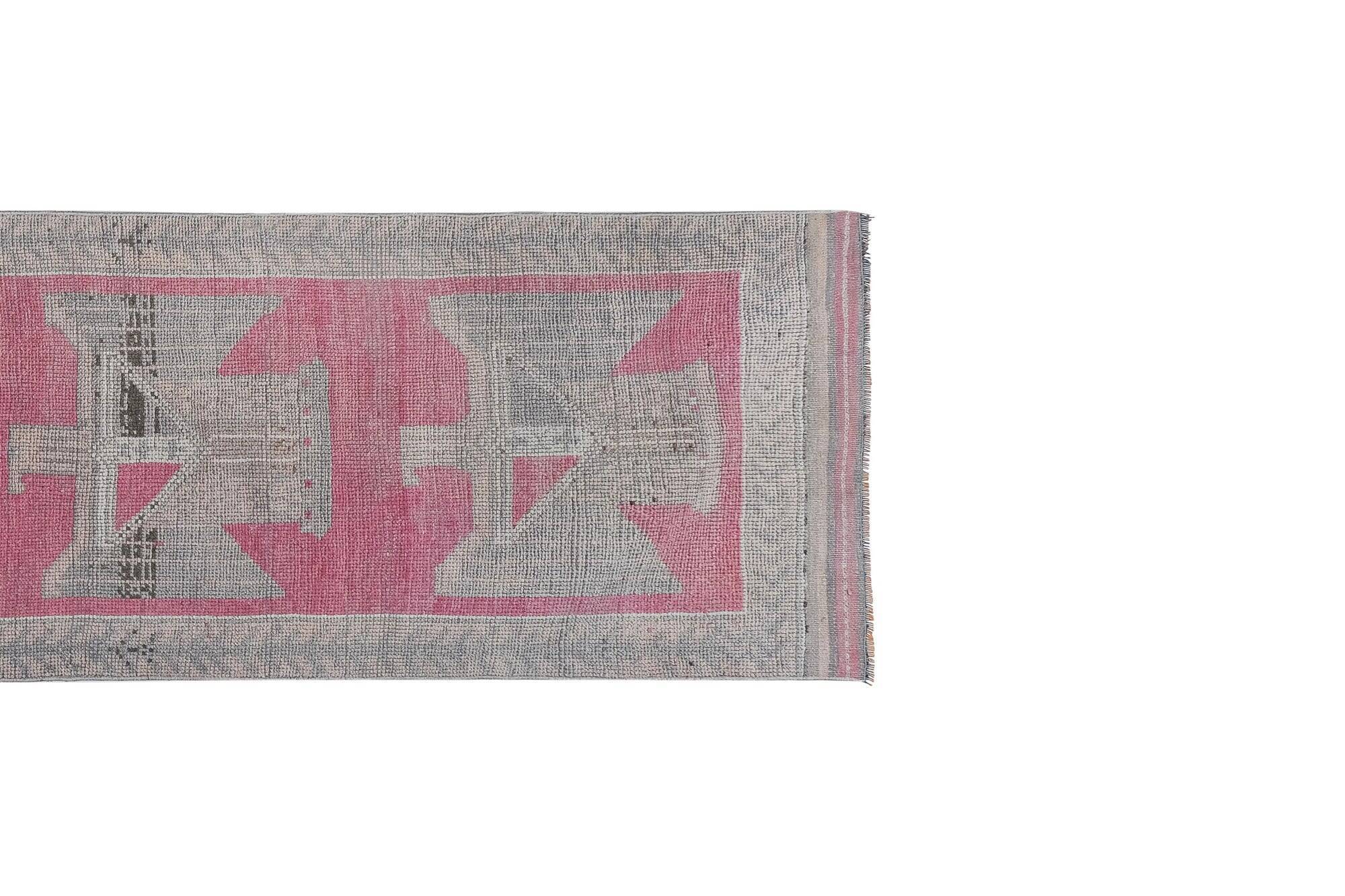 Vintage Turkish hallway rug 99x385 cm