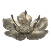 Vintage lotus flower ashtray with 5 removable petals in silver metal