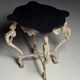 French side table hand-carved wood with marble top