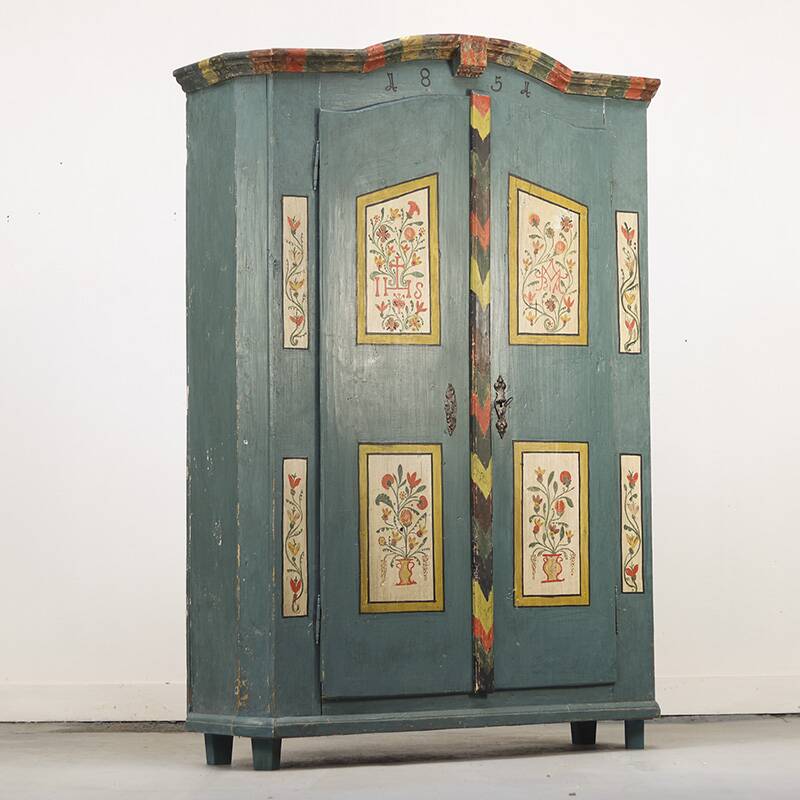 Painted Folk Art Bridal Cabinet 1851