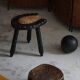 Swedish tripod stool in pine and cowhide, Wabi Sabi, 1950s