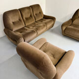 Cosy 3-seater sofa, convertible, French design from the 70s, vintage.
