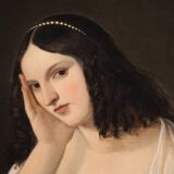 Tableau ancien représentant une jeune femme du 19ème siècle